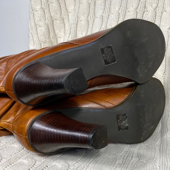 PENNY LOVES KENNY leather bootleg cognac boots stacked heel size 8.5  #2090 - Picture 6 of 11